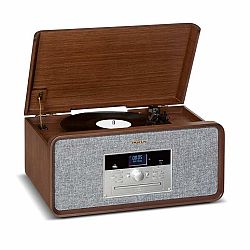 Auna Bella Ann, stereo systém, gramofón, rádio, DAB+/FM, USB, bluetooth, hnedý