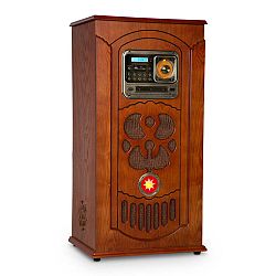 Auna Musicbox, jukebox, gramofón, CD prehrávač, BT, USB, SD, FM tuner, drevo