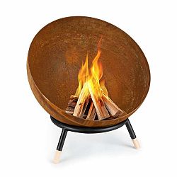Blumfeldt Fireball Rust, ohnisko, 60 cm Ø, výklopný rošt, hrdzavý vzhľad/drevo