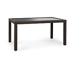 Blumfeldt Peniche, záhradný stôl, 150 x 90 cm, polyratan, hliník, sklenený, hnedý