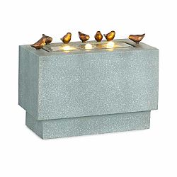 Blumfeldt Waterbirds, záhradná fontána, LED, 60 x 47 x 30 cm, cement, hliník, sivá