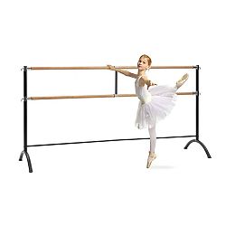 KLARFIT Barre Marie, dvojitá baletná tyč, voľne stojaca, 220 x 113 cm, 2 x 38 mm Ø