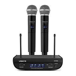 Vonyx WM82 Digital, 2-kanálový systém UHF bezdrôtových mikrofónov, 2 x ručný mikrofón, 50 m, čierny